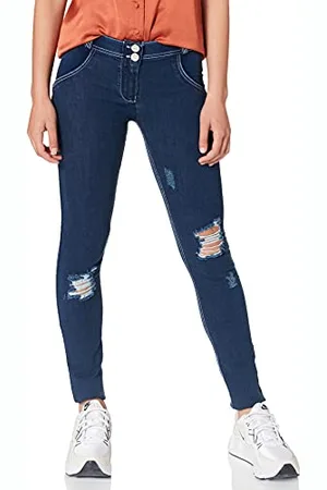 Freddy WR.UP® Regular-Rise Skinny-fit Trousers in -Effect Jersey - Dark Jeans-White Seams - Extra Small