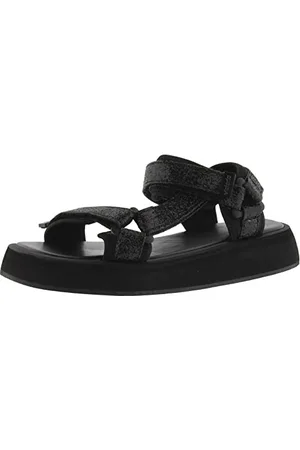 victoria Sal Leather Effect & Padded Insole & Glitter Effect Straps Negro 38