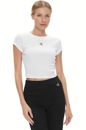 Calvin Klein Calvin Klein Women’s Ck Cropped Rib Baby Tee, (Bright ), S