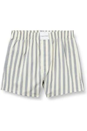 Calvin Klein Men Boxer Short Slim Stretch Cotton, Multicolor (Chambray Stripe_Flint Stone), XL