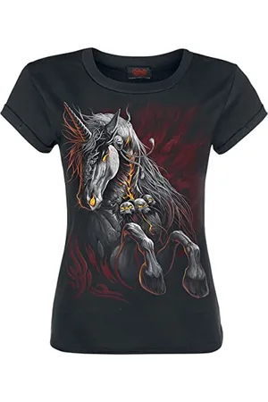 Spiral Infernal Unicorn - Girls Boatneck Cap Sleeve T-Shirt - S