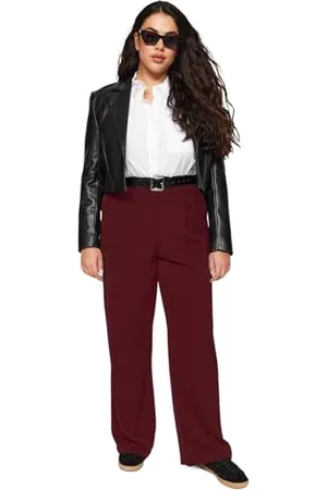 Trendyol Woman Große Größen High Waist Wide Leg Wide Leg Plus Size Pants