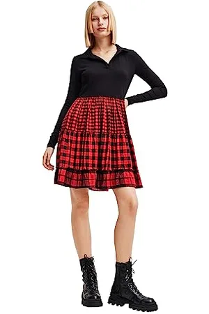 Desigual Harryst Casual Long Sleeved Dress with Check Skirt 23WWVW74