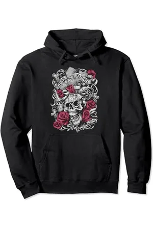 Guns N´Roses Official Flourish Skull Pink Roses Pullover Hoodie