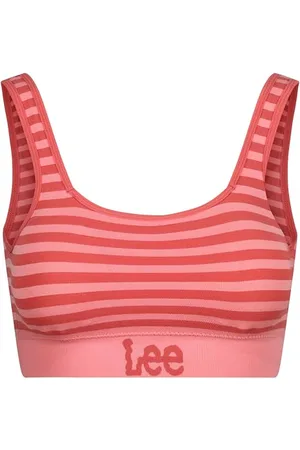 Lee Womens Seamless Crop Bra in Pink Stripes |Soft, Stretchy & Comfortable Crop Top with Moisture Wicking Technology | Thick Straps and Removable Pads
