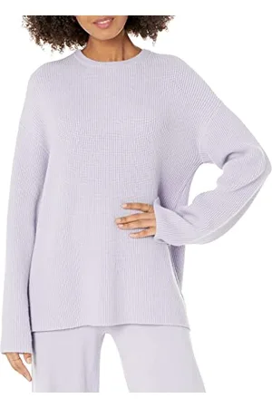 THE DROP Alice Crewneck Back-Slit Ribbed Pullover Sweater, , XXS