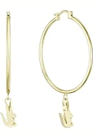 Lacoste For Men and Women CROCODILE Collection Hoop Earrings in Yellow with a Crocodile-Shaped Charm - 2040376