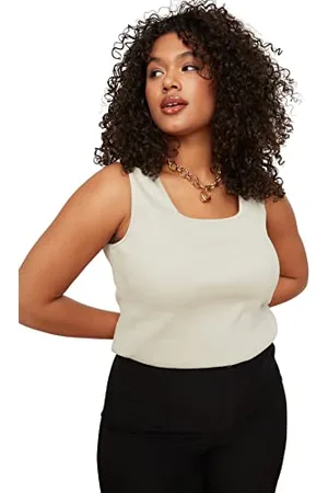 Trendyol Women Plus Size Regular Basic Square Collar Knit Plus Size Singlet