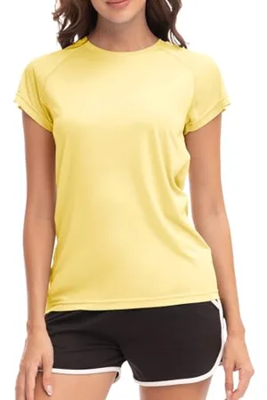 MEETWEE Swim Shirts for Women, Short Sleeve T Shirt Athletic Casual Tops Quick Dry UPF 50+ Running Surfing Workout Yoga Sun Tee Shirts