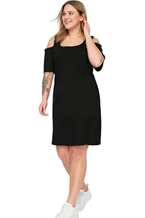 Trendyol Women Plus Size Mini Shift Relaxed fit Knitted Plus Size Dress