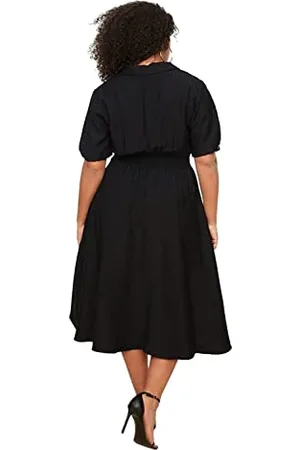 Trendyol FeMan Plus Size Midi A-line Relaxed fit Woven Plus Size Dress