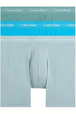 Calvin Klein Men Boxer Briefs Stretch Cotton Pack of 3, Multicolor (Vivid Blue/Arona/Sagebush Green), XS