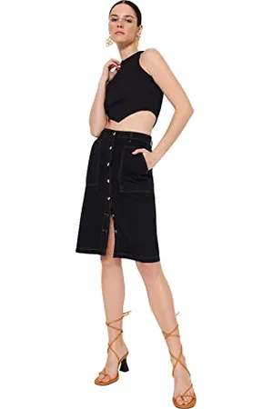 Trendyol Women Midi Pencil Skirt Shift Denim Skirt