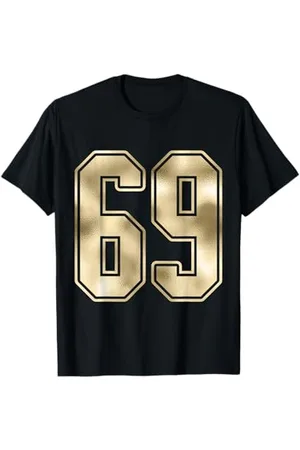 Sports Team Halloween Football Group Costume Tees #69 Outline Number 69 Sports Fan Jersey Style T-Shirt