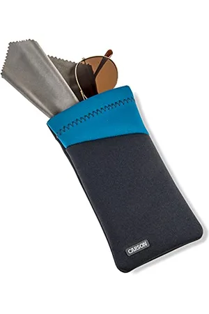 Carson Industries Eyeglass Pouch with Built-in Microfiber Cloth for Eyewear and Sunglasses, (EC-10GYBU)