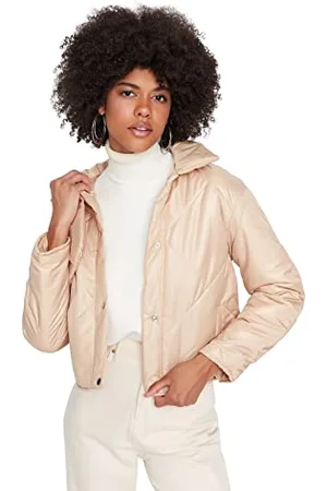 Trendyol Women Oversize Puffer Shirt Collar Woven Jacket