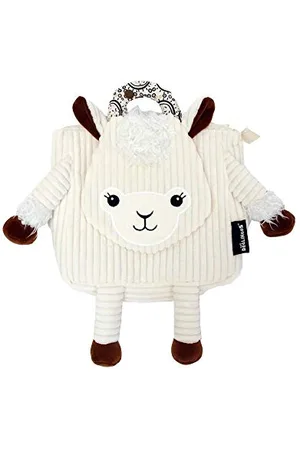 Les Deglingos For School Rucksack aus SAMT Lama Velvet Backpack, White & amp Brown, 1 Unité (Lot de 1)