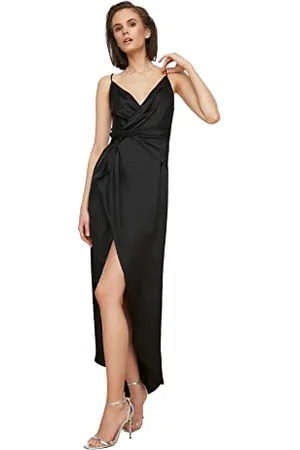 Trendyol Woman Maxi Wrapover Fitted Woven Evening Dress