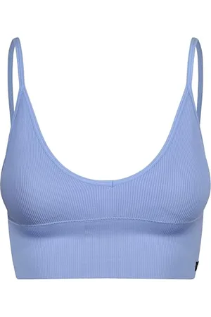 Lee Womens Seamless Longline Crop Top in Violet Blue |Soft, Stretchy & Comfortable Crop Bra with Moisture Wicking Technology |Ribbed Style and Removable Pads