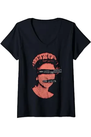 Sex Pistols Womens Official God Save The Queen Red Stamp V-Neck T-Shirt