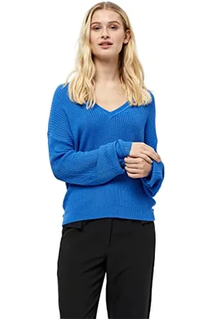 DESIRES Geisha Rib V-Pullover, Blue Jumpers For Women Uk, Spring Ladies Jumpers, Size XXL