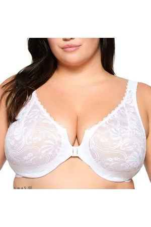 Glamorise Full Figure Plus Size Wonderwire Front-Closure Stretch Lace Bra Underwire #9245