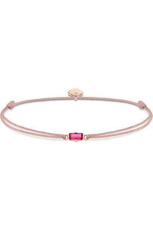 Thomas Sabo Women Bracelet Little Secret Pink Stone Baguette Cut 925 Sterling Silver LS0104-597-19-L20v