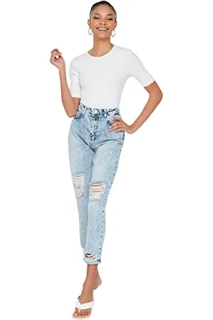Trendyol Women Young High Waist Straight Leg Mom Jeans