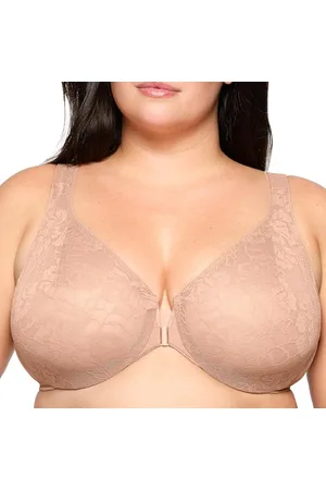 Glamorise Full Figure Plus Size Lacey T-Back Front-Closure Wonderwire Bra Underwire #9246
