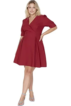 Trendyol Women Plus Size Mini Basic Relaxed Woven Plus Size Dress