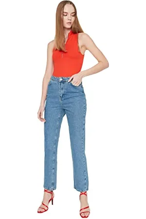 Trendyol Women Plus Size High Waist Straight Leg Straight Jeans