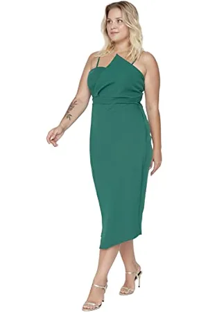 Trendyol FeMan Plus Size Midi Bodycon Fitted Woven Plus Size Dress