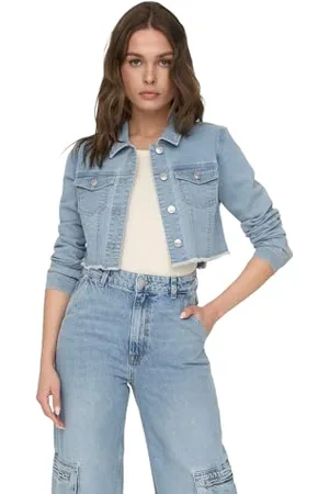 ONLY Womens Onlwonder Ls Cropped Dnm Gua Denim Jacket, , M UK