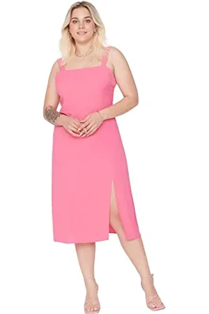 Trendyol Women Plus Size Midi Bodycon Fitted Woven Plus Size Dress