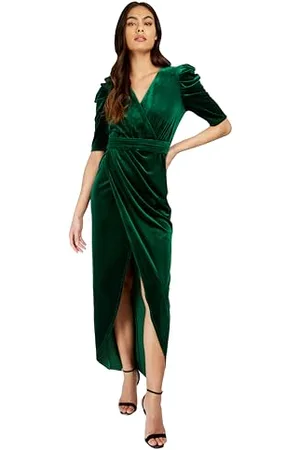 Little Mistress Emerald Velvet Mock Wrap Maxi Dress