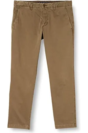 Tommy Hilfiger Men Bleecker TH Flex Satin GMD Trousers Chino, Green (Faded Military), 33W / 28L