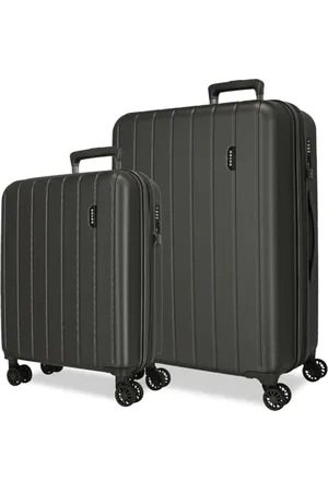 MOVOM Wood Grey Luggage Set 55/70 cm Rigid ABS TSA Lock 119 Litre 4 Double Wheels Hand Luggage