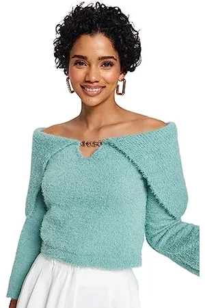 Trendyol FeMan Regular fit Basic Carmen Collar Knitwear Sweater, ,S