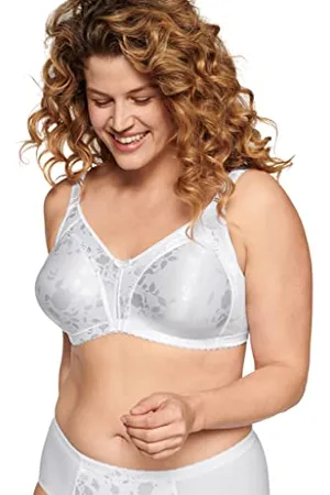 NATURANA ® Minimizer Bra with Floral Pattern [Cup B-D]: Minimizer Bra Without Underwire Wireless Bra 34 B