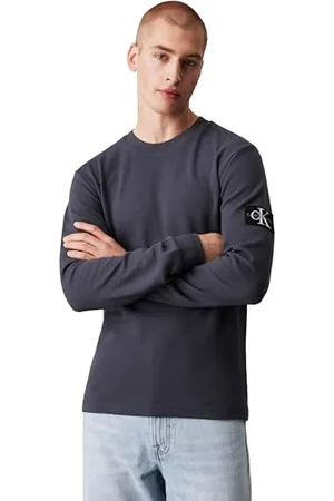 Calvin Klein Calvin Klein Men’s Basic Badge Waffle Long Sleeve Top, Grey (Ebony), XS