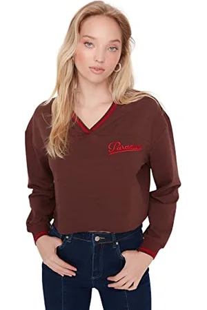 Trendyol Women Regular Basic V Neck Knit Sweatshirt
