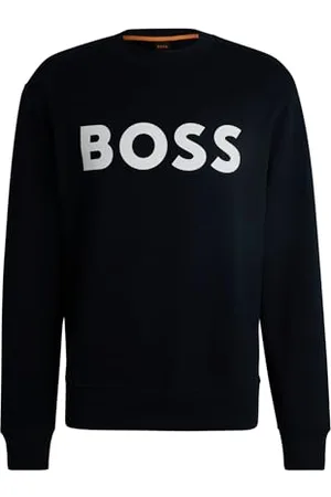 HUGO BOSS Mens WeBasicCrew Cotton-terry sweatshirt with rubber-print logo