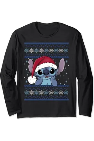 Disney Lilo & Stitch Christmas Stitch Santa Hat Long Sleeve T-Shirt