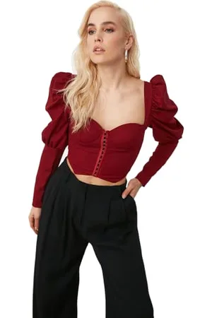 Trendyol Women Fitted Basic Sweetheart Woven Blouse