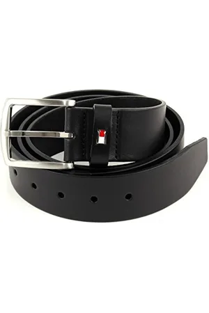 Tommy Hilfiger Belts for Men - Leather Belts For Men - Metal Buckle And Details - 100% Genuine Leather - Denton Belt - - 100