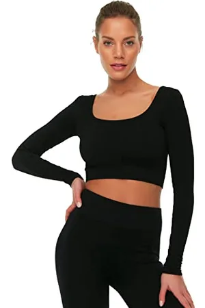 Trendyol Women Sportswear Fitted Basic Scoop Neck Knitted Blouse