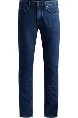 HUGO BOSS Mens Delaware BO Delaware Dark-Blue Slim-fit Jeans in Comfort-Stretch Denim