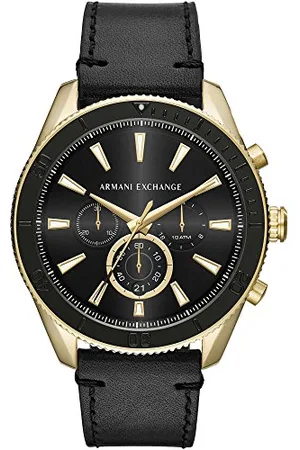 Armani Exchange Watch for Men, Quartz Chronograph Movement, 46 mm Stainless Steel Case with a Leather Strap, AX1818