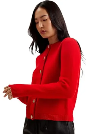 Ted Baker Womens Wmk-jaycey-Rose Button Crew Neck Cardigan Sweater, , 14 UK