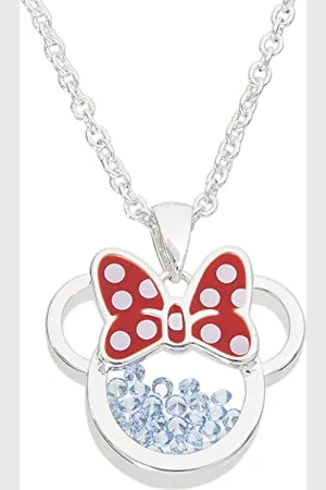 Disney Minnie Plated Brass with Red enamel Bow December Birthstone Floating Stone Necklace CF00308SDECL-Q.PH